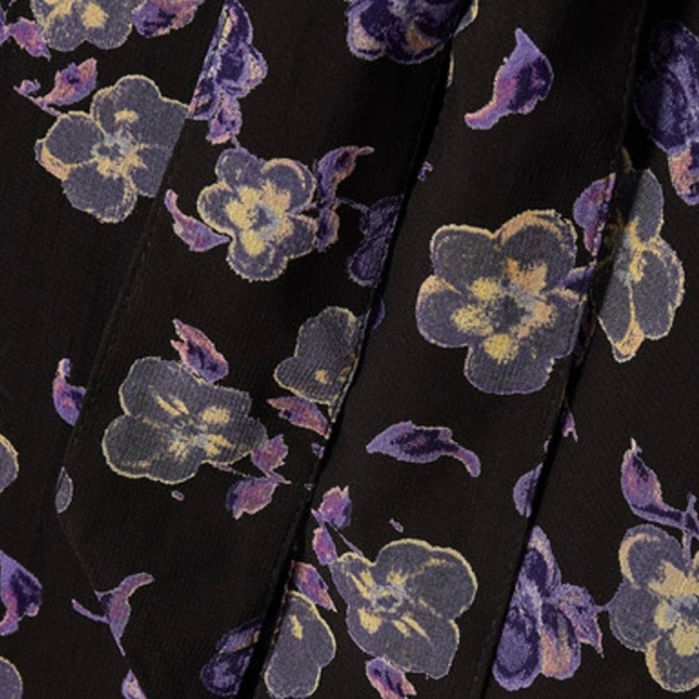 NWT Ganni Floral Print Georgette Wrap Puff Dress - Picture 4 of 13